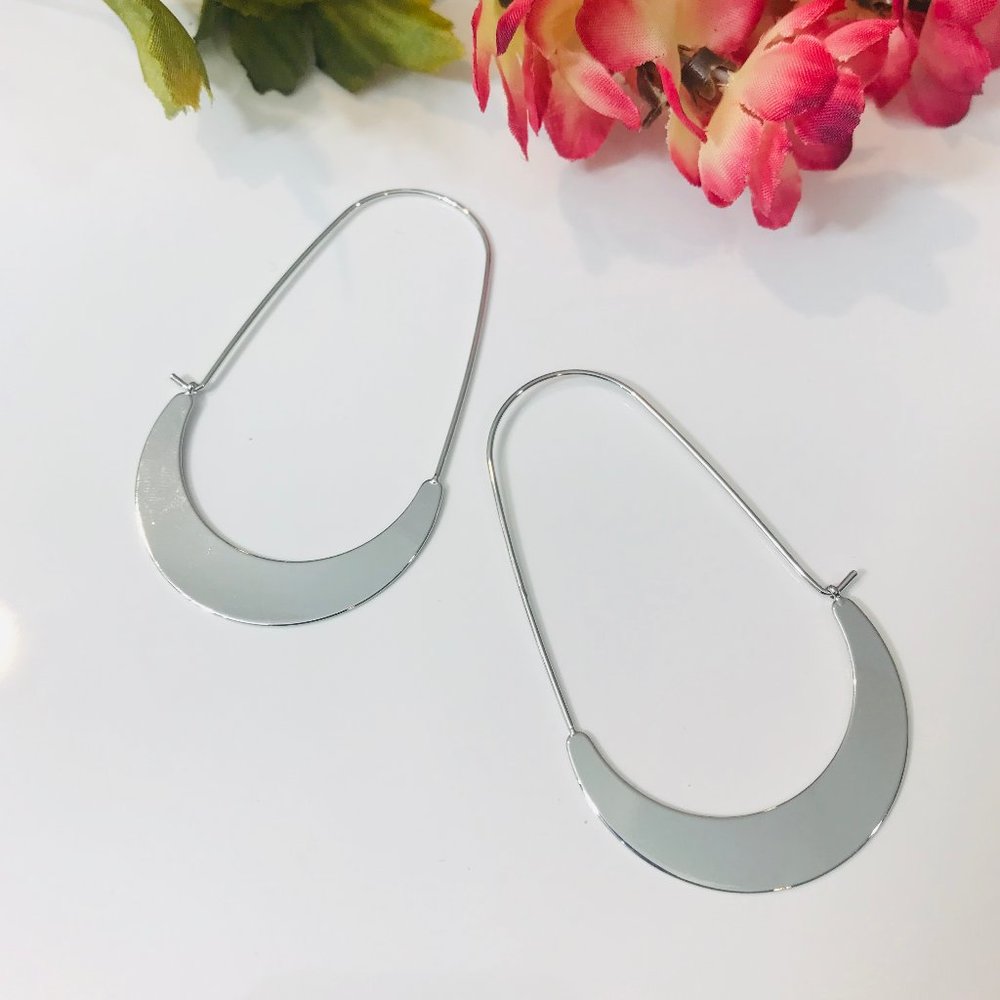 Silver Plated Moon Shape Hanging Earrings Set of 3